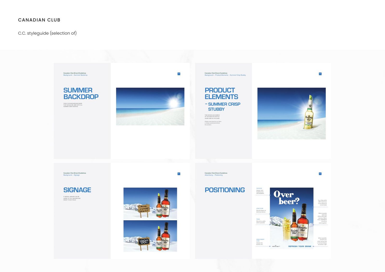 Canadian Club — C.C. styleguide (selection of)