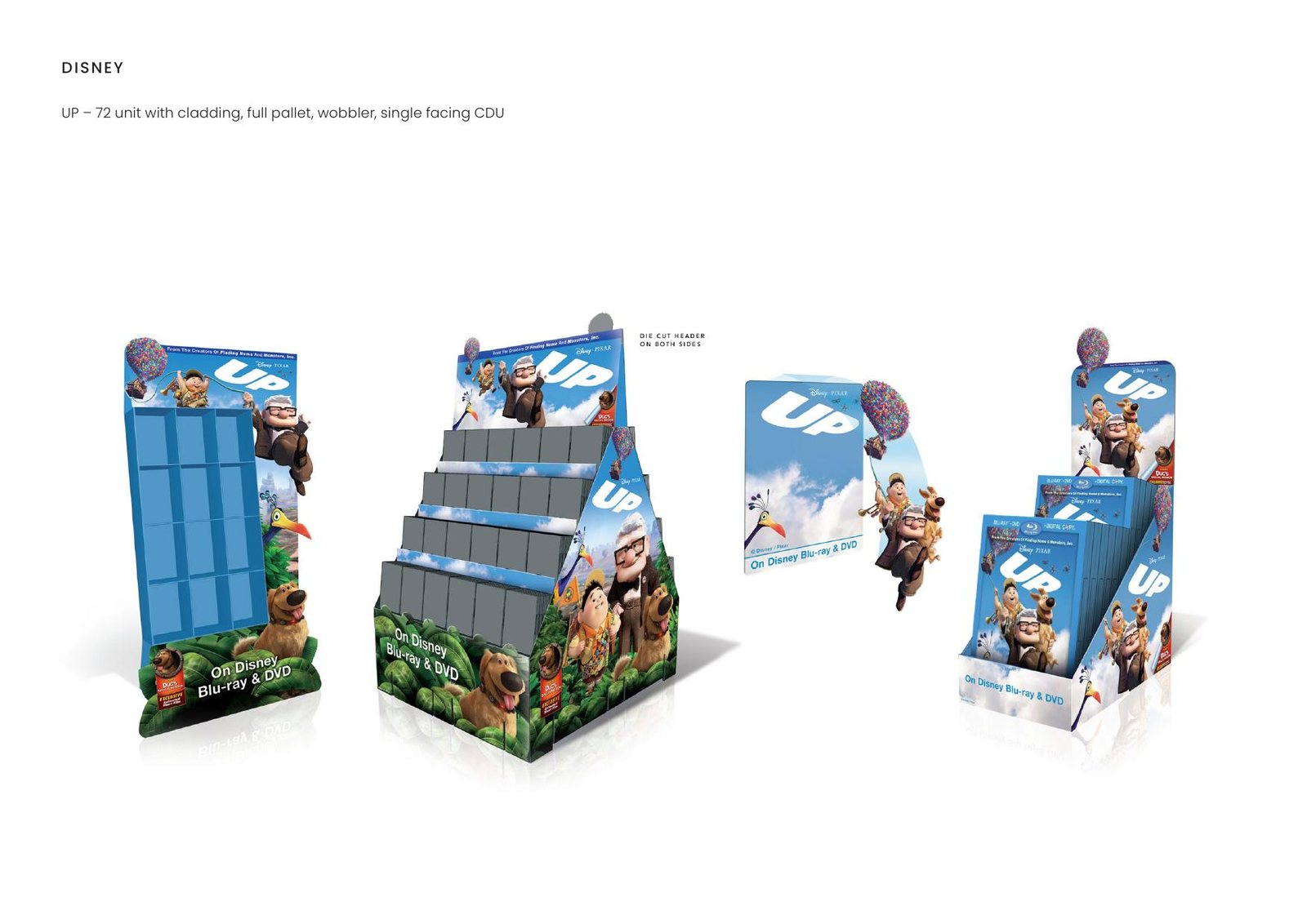 Disney — UP – 72 unit with cladding, full pallet, wobbler, single facing CDU