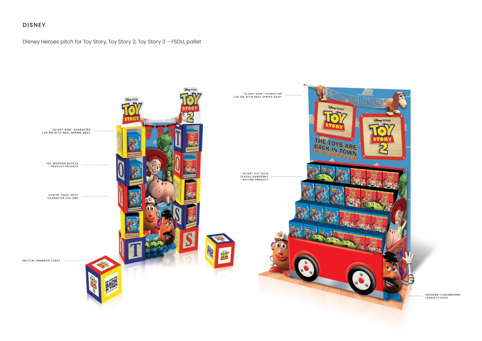 Disney — Disney Heroes pitch for Toy Story, Toy Story 2, Toy Story 3 – FSDU, pallet