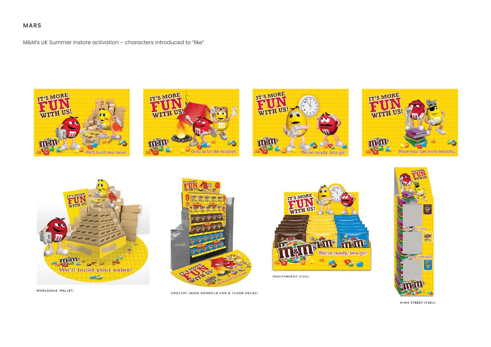 Mars — M&M’s UK Summer instore activation – characters introduced to “like”