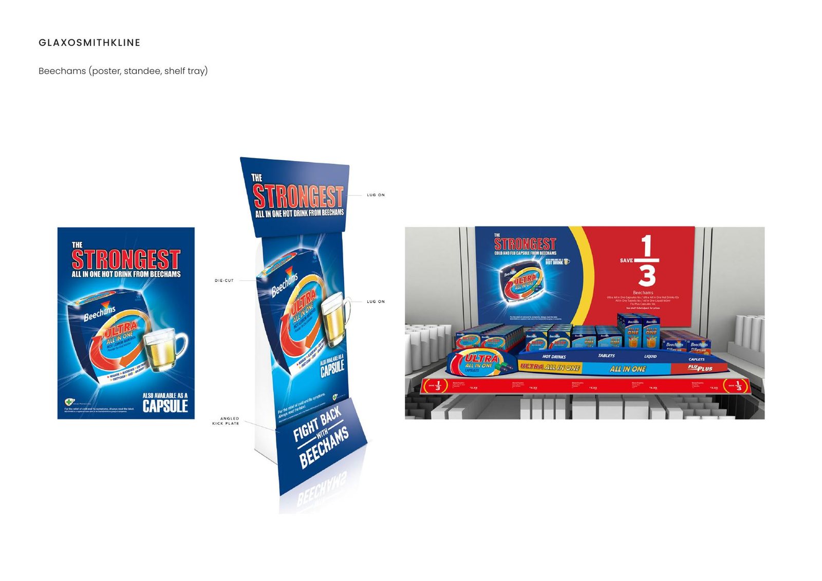 GlaxoSmithKline — Beechams (poster, standee, shelf tray)