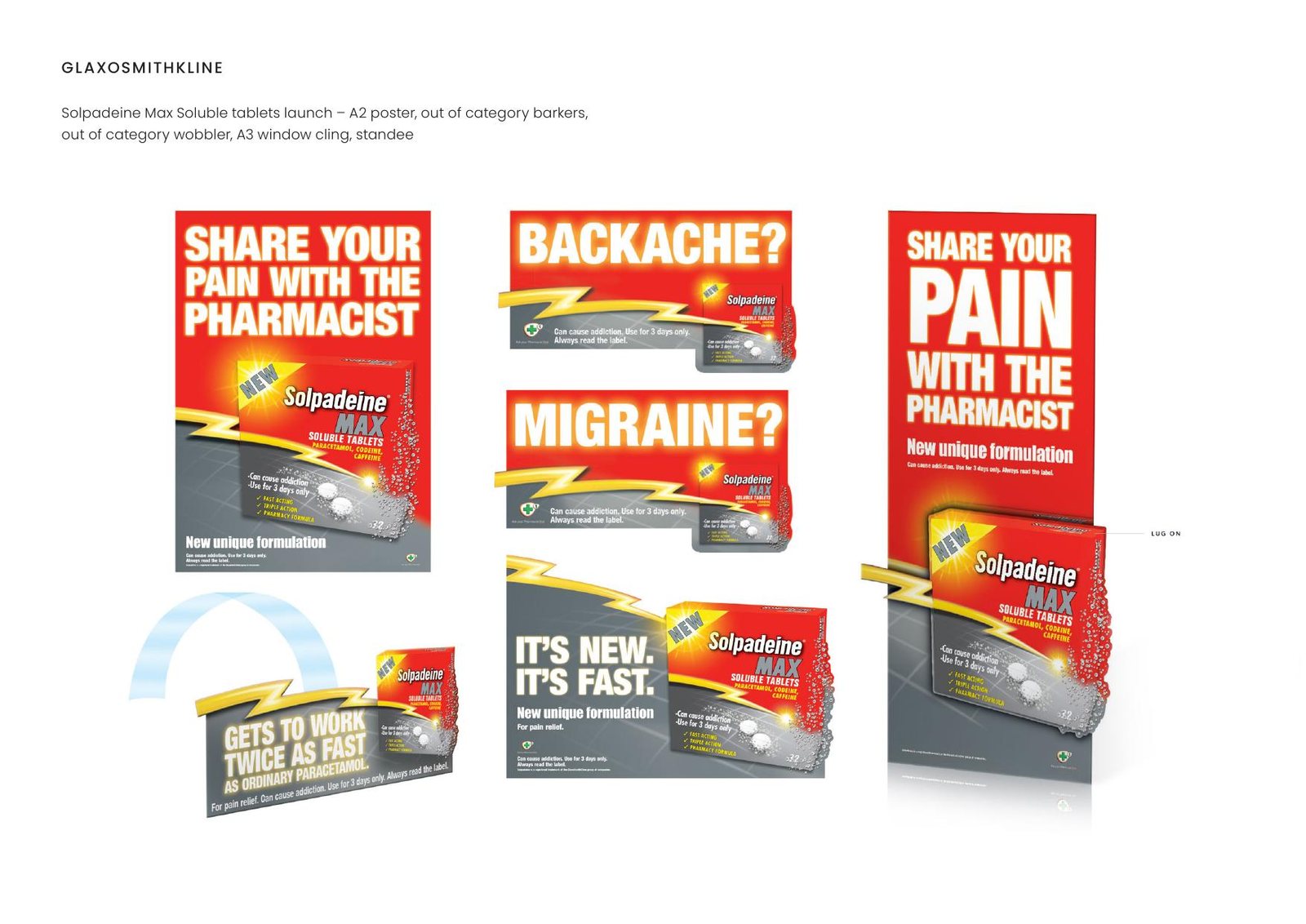 GlaxoSmithKline — Solpadeine Max Soluble tablets launch – A2 poster, out of category barkers,