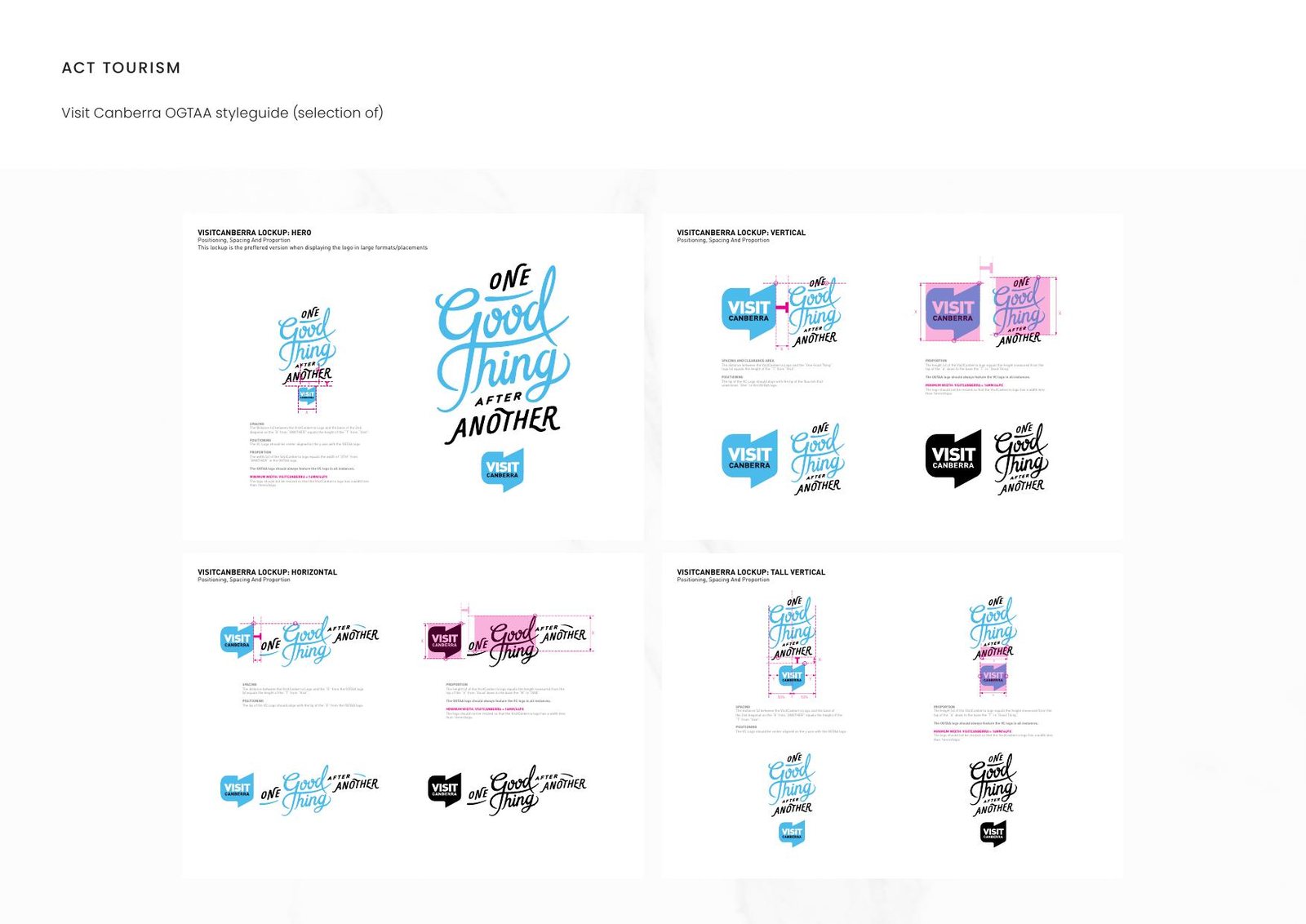 ACT Tourism — Visit Canberra OGTAA styleguide (selection of)