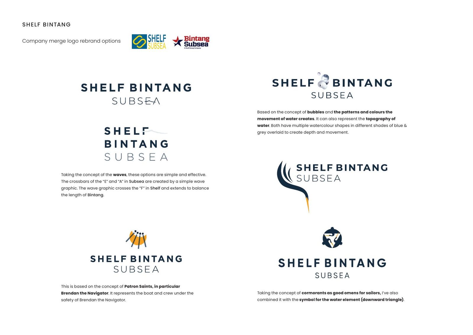 Shelf Bintang — Company merge logo rebrand options