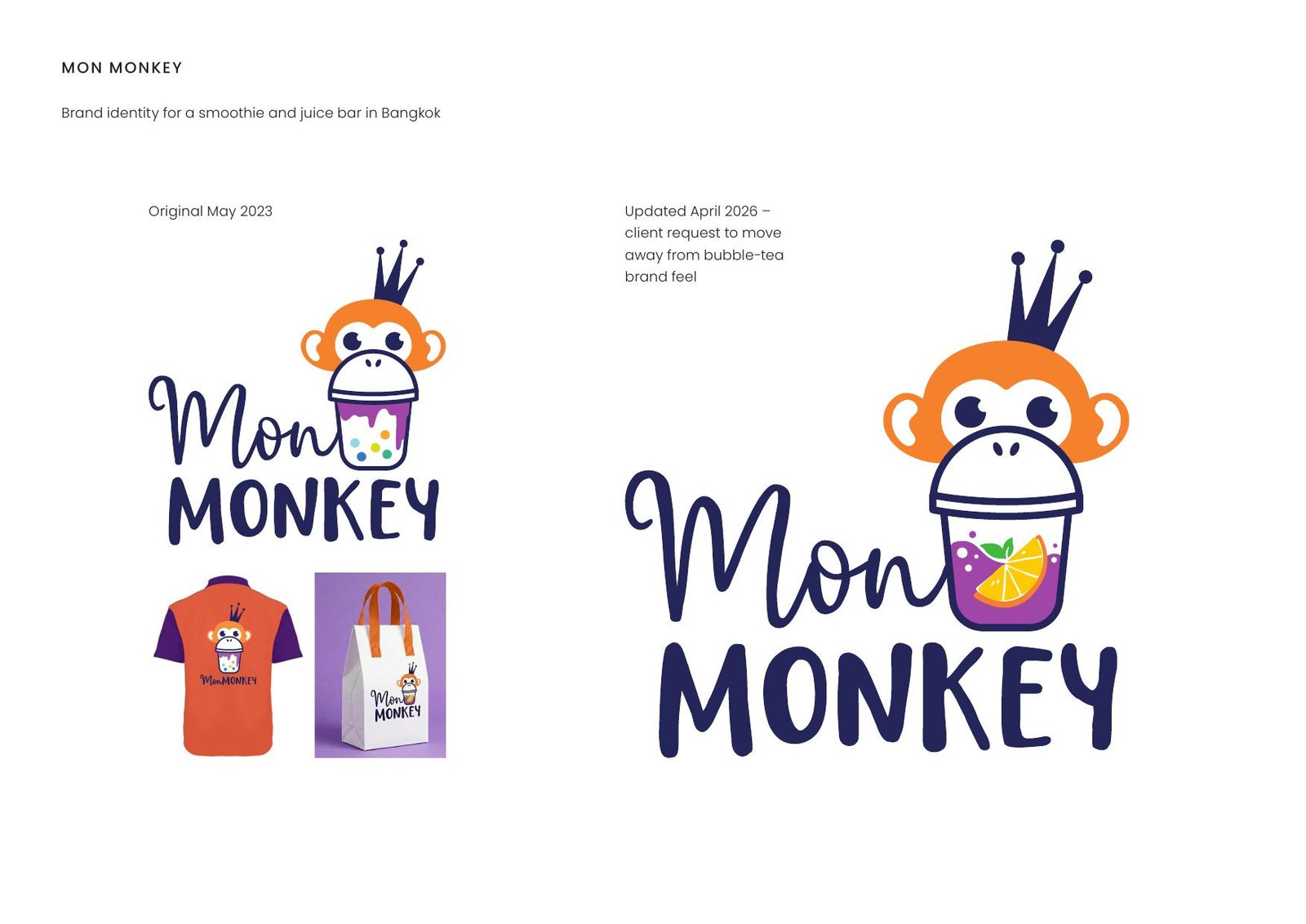 Mon Monkey — Brand identity for a smoothie and juice bar in Bangkok